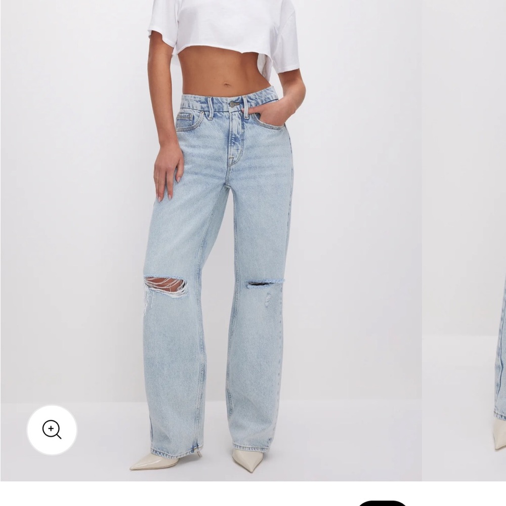 Good American Blue Straight Leg Jeans